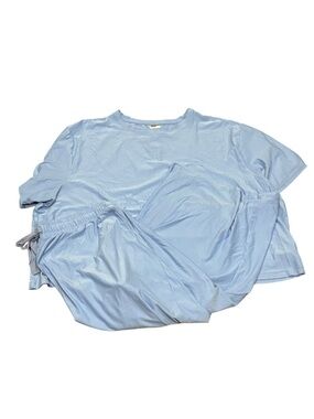 Beyond Yoga Pajama Set 3X Blue Lounge Set Soft Sleepwear Wide Leg Plus Size